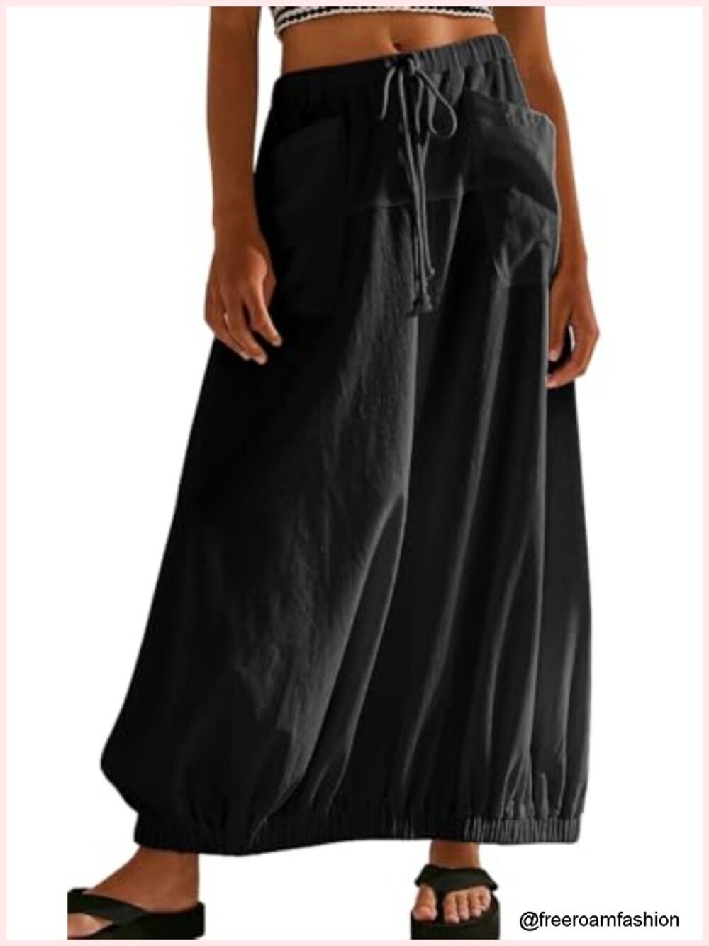 Y2K Parachute Maxi Skirt Cotton Drawstring Utility Cargo